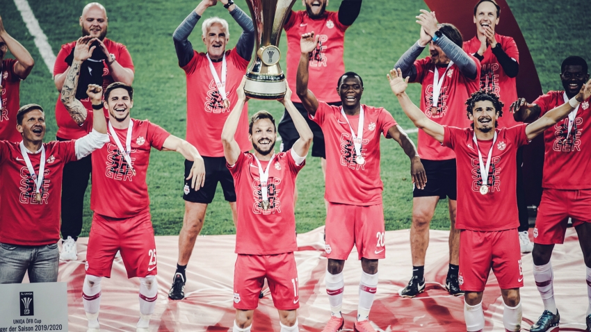 Coronavirus: Salzburg celebrate cup success in socially distant fashion as season restarts