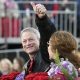 Grand Marshal Gary Sinise gives a thumbs up to the crowd at the 129th Rose Parade in Pasadena, Calif., Monday, Jan. 1, 2018. (AP Photo/Michael Owen Baker)