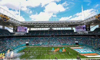 MIAMI, FLORIDA - SEPTEMBER 08: The Miami Dolphins are introduced prior to the game against the Baltimore Ravens at Hard Rock Stadium on September 08, 2019 in Miami, Florida. (Photo by Mark Brown/Getty Images)