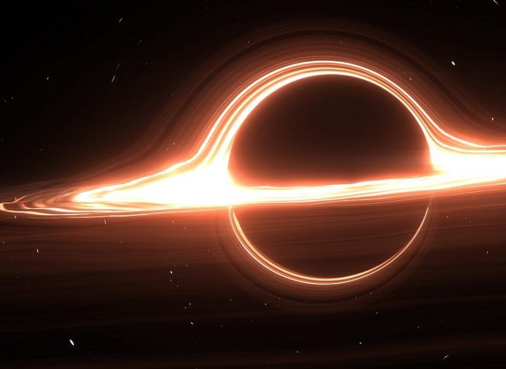 Illustration of a black hole in space.