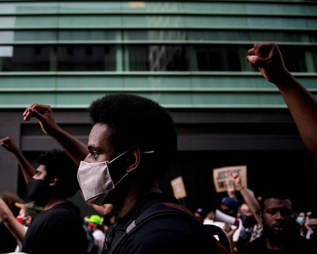 Protesters march in protest of the death of George Floyd, Saturday, June 6, 2020, in Detroit. The death of George Floyd at the hands of police last month in Minneapolis has sparked nationwide protests for police reform. (Nicole Hester/Mlive.