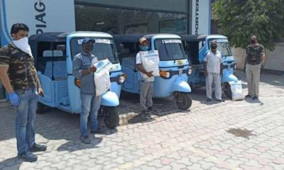 The ration kits donated by Piaggio India contain dry ration, face masks, soaps and sanitisers