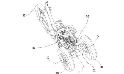 Latest patent images reveal a leaning three-wheeler from Piaggio with two rear wheels