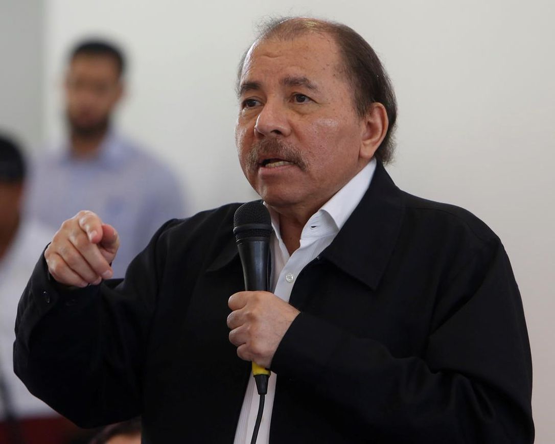In this May 16, 2018 file photo, Nicaragua's President Daniel Ortega speaks at the opening of a national dialogue, in Managua, Nicaragua. Ortega spoke in a nationally televised address on Monday, May 18, 2020, and blamed health monitoring measures taken by Costa Rica for his country's decision to close their two border crossings. The dispute boiled over since Costa Rica began May 8 testing all truck drivers entering the country for COVID-19.
