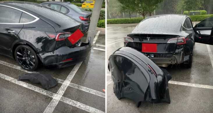 Tesla la lluvia puede hacer que los parachoques del Model 3 se desprendan