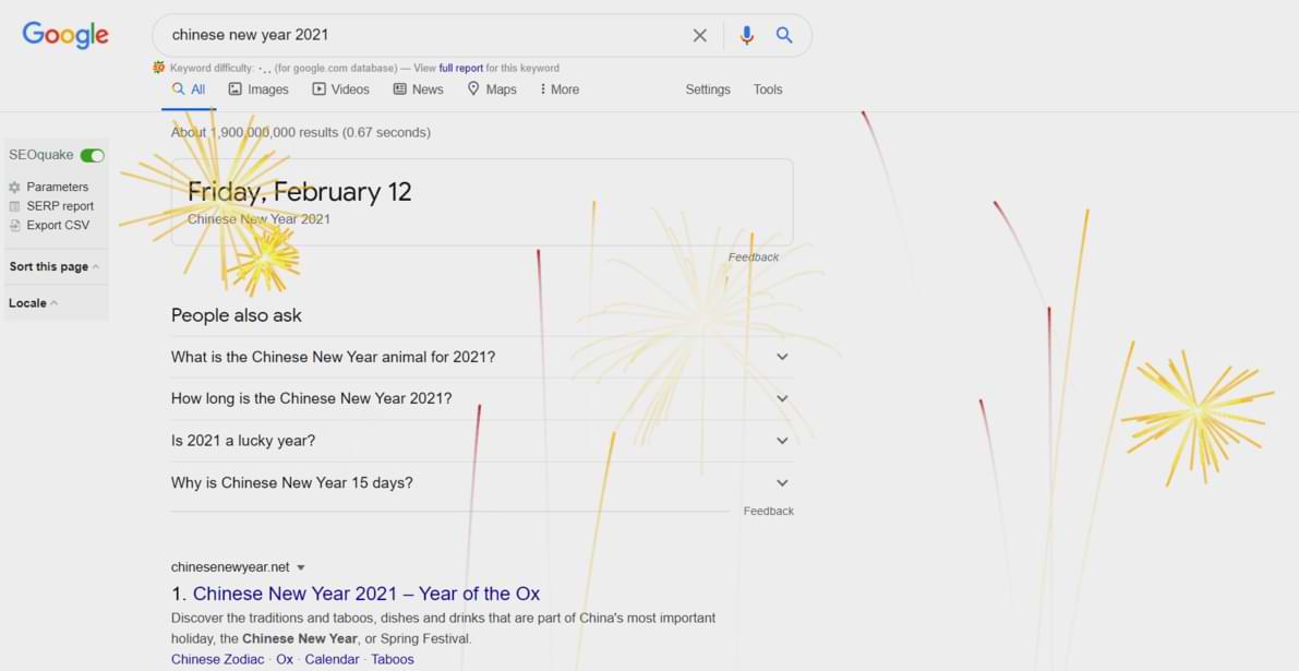 Google mostrará fuegos artificiales en todas las búsquedas sobre el año nuevo chino 2021