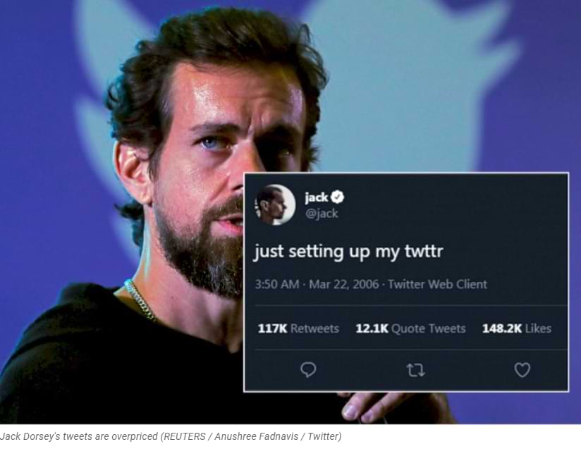 ¡Increíble! El primer tweet del CEO de Twitter, Jack Dorsey, recibió una oferta de 2,5 millones de dólares.