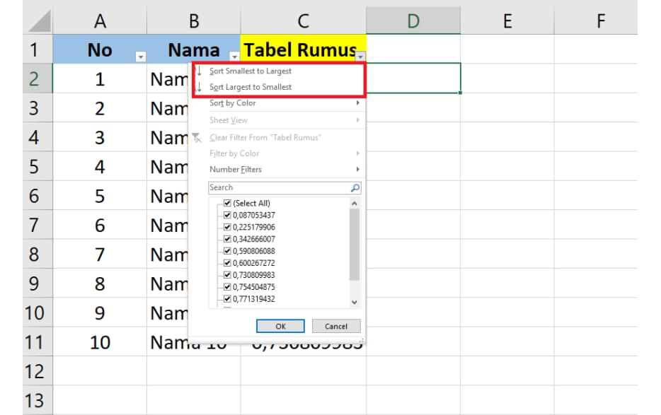 Cómo aleatorizar el orden de los números en Microsoft Excel