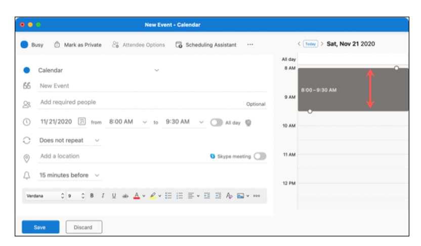 Cómo crear un calendario y programar eventos en Outlook 365 (Mac)