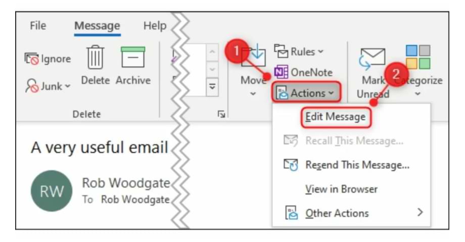 Cómo editar el correo electrónico entrante en Microsoft Outlook