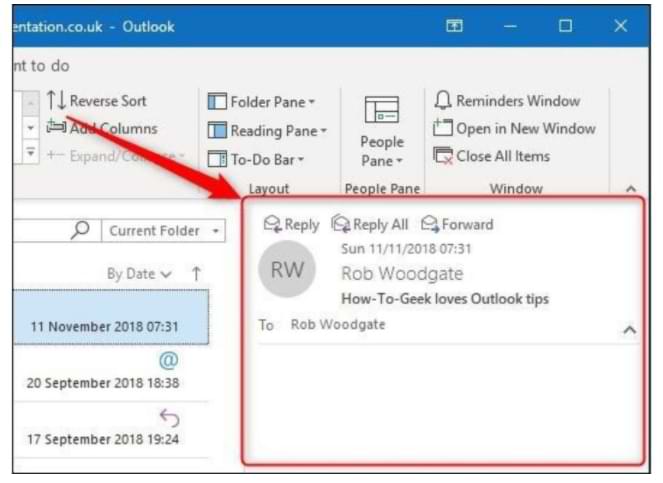 Cómo personalizar el panel de lectura en Microsoft Outlook