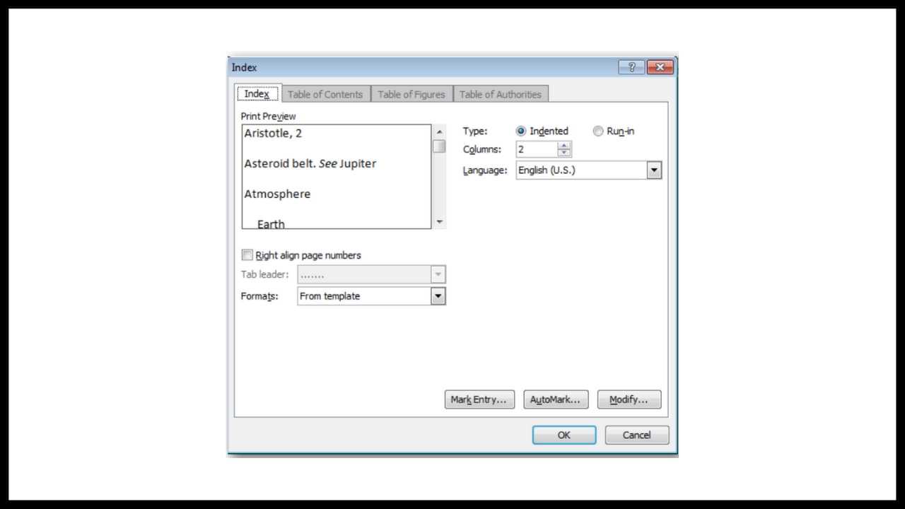 Cómo crear un índice de AutoMark en Microsoft Word