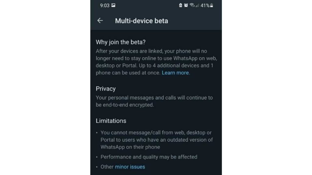 Utilice la función multidispositivo de WhatsApp Beta