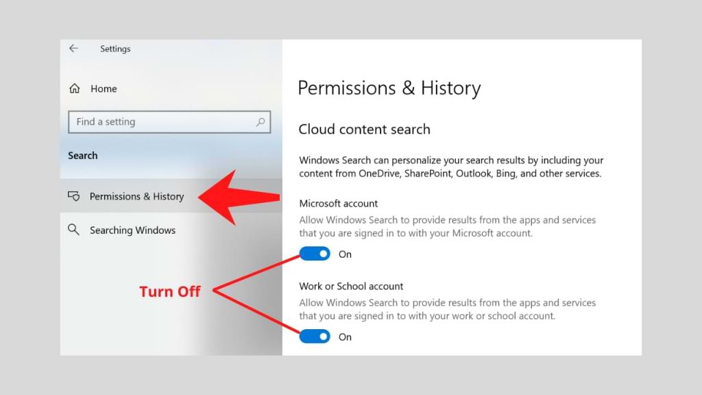 Cómo desactivar la búsqueda de contenido en la nube de Windows en Windows 10