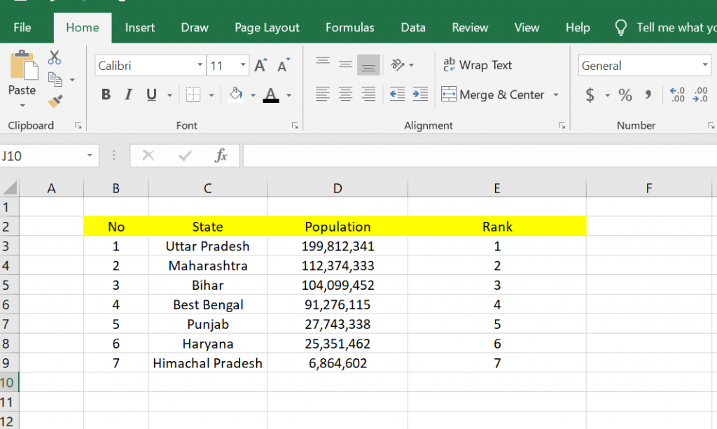 Clasificación en MS Excel